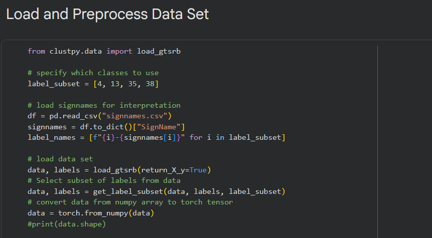 Data loading and pre-processing of the GTSRB images is already provided in the notebook